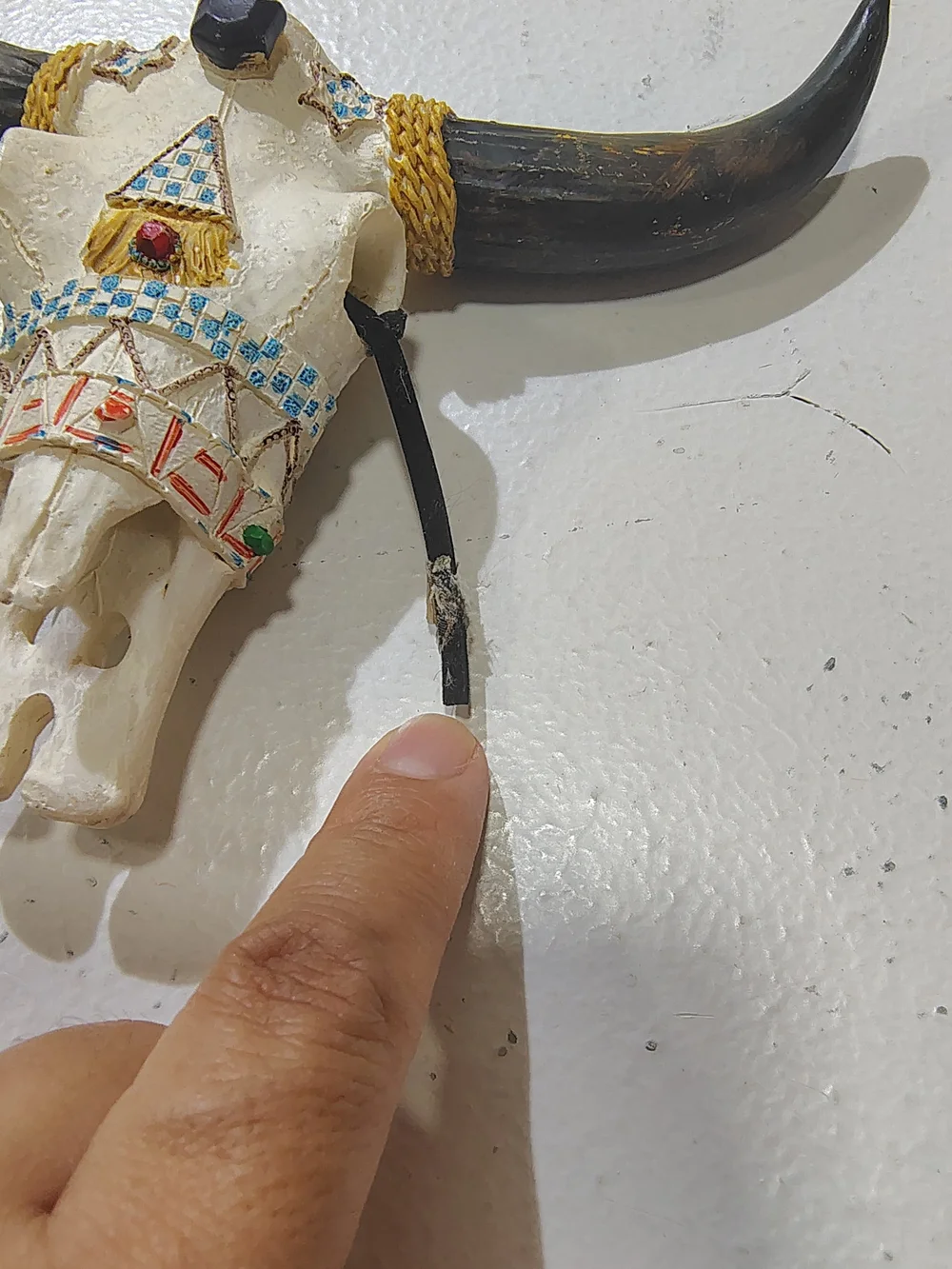 Leather Southwest Style Decorated Steer Skull Wall Hanging Resin